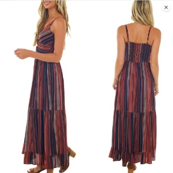 Angie Dress Women’s Large Peek-a-Boo Tiered Maxi Boho Cottagecore - Picture 2 of 14